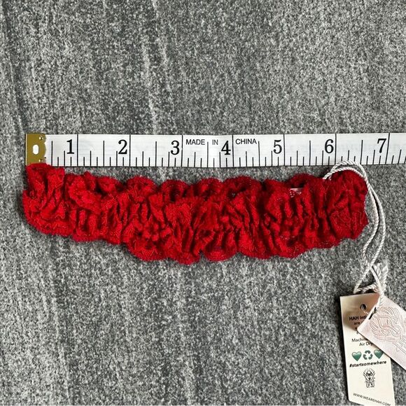 NWT Revolve x HAH One and Done Lace Garter Headband Scrunchie in Siren Red - Picture 5 of 12